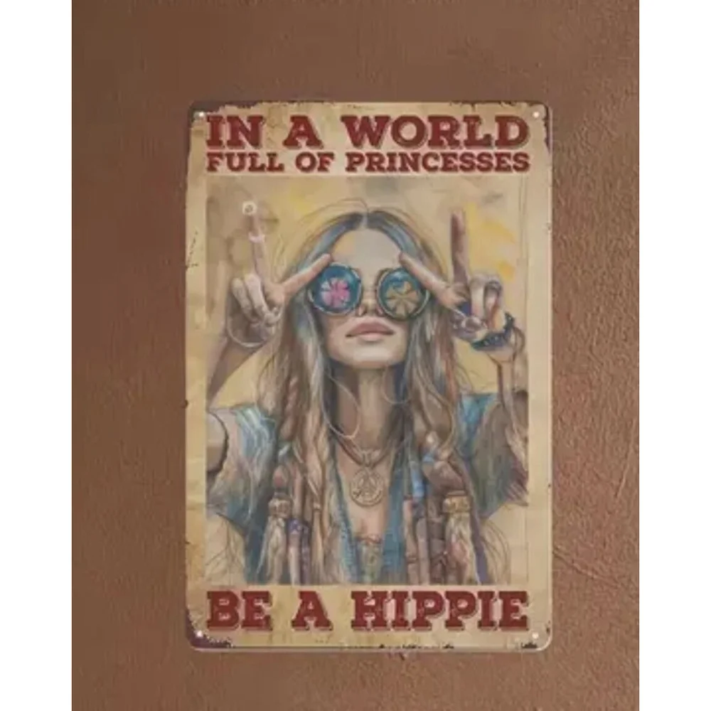 Hippie Girl Peace Sign Wall Art Memorabilia
